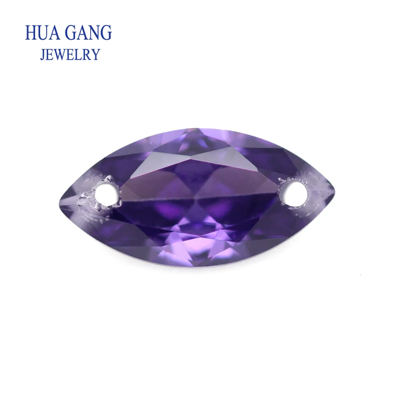 

Loose CZ Stone Double Holes AAAAA Marquise Shape Amethyst Cubic Zirconia Stone For Jewerly Making Size 4X8-10x20mm High Quality