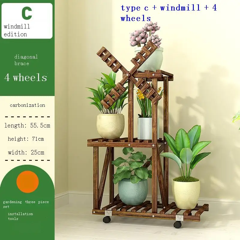 

Plantenrekken Scaffale Porta Piante Estanteria Wood Plant Estante Para Plantas Outdoor Balcony Dekoration Shelf Flower Stand