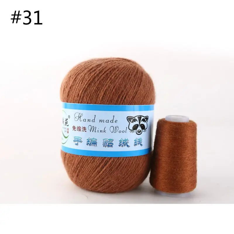 31 50g Soft Mink Wool Yarn Hand-knitted Luxury Cashmere Crochet Knitted Crochet Knitting Scarf M0XD - Color: 31