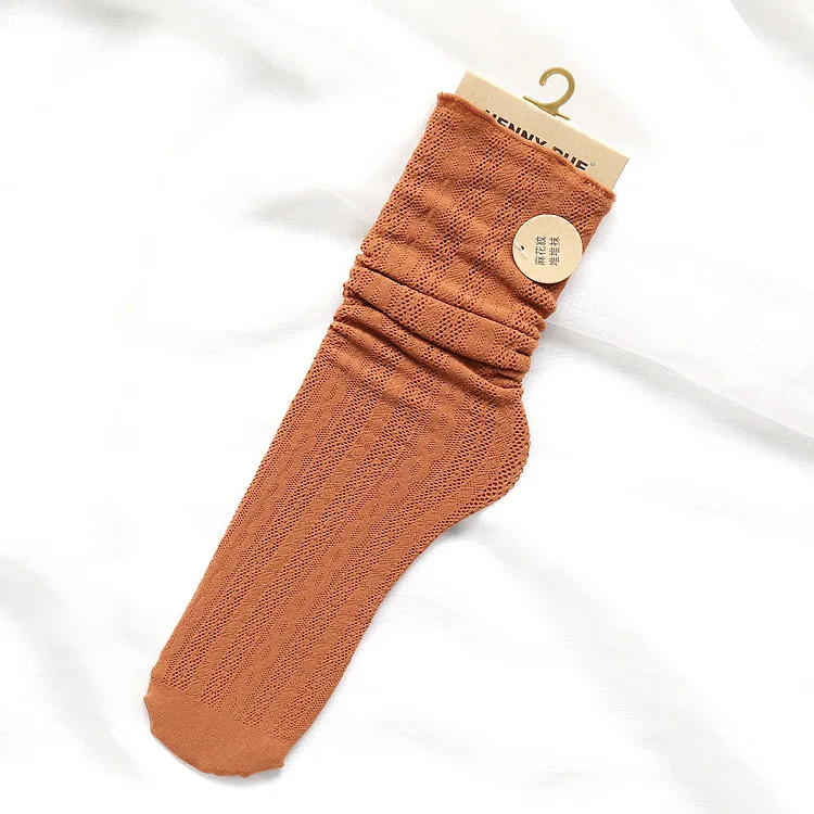 Женские летние носки LUCKY ZONE тонкие прозрачные дышащие сетчатые однотонные в