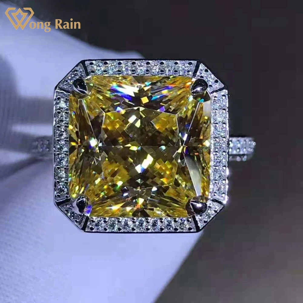 

Wong Rain 925 Sterling Silver 6 CT Princess Cut D Created Moissanite Gemstone Classic Vintage Ring Customized Rings Fine Jewelry