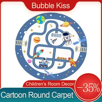 bubble kiss kids bedroom round carpet modern cute astronaut spaceship soft floor mat home sofa decorative bedside area rugs