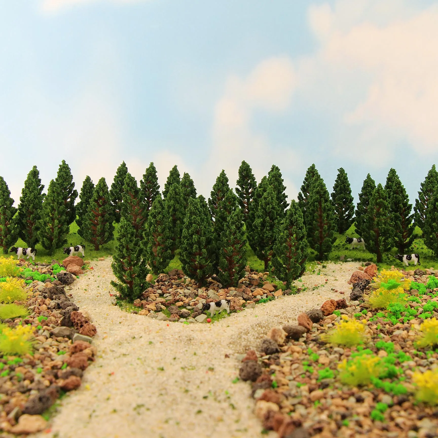 S5818 50 шт модель железная дорога миниатюрные искусственные сосны темно-зеленый