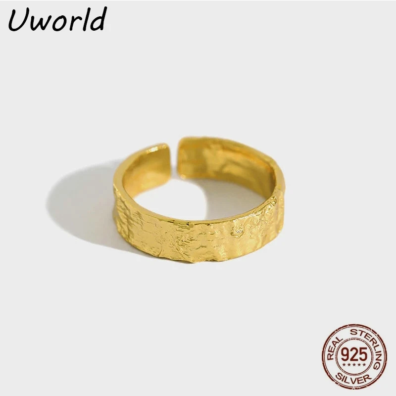 

Irregular concave-convex gold plated tin foil paper ring Resizable 18K Gold Filled S925 sterling silver finger ring