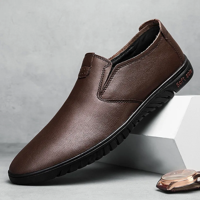 

New Style Casual Leather Shoes Men Breathable Business Leather Shoes Working Dad Shoes Driving Shoes Men's Shoes
