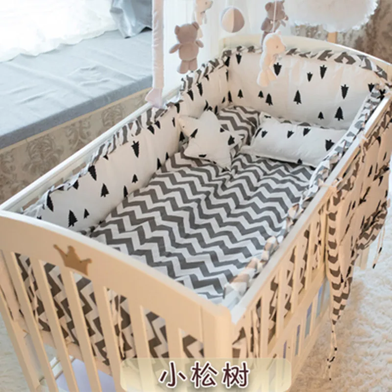 

6/9pcs pine wave Kids bedding sets set de cuna baby crib bed clothes baby bedding girl Baby Room Infant Baby Bed Set Quilt