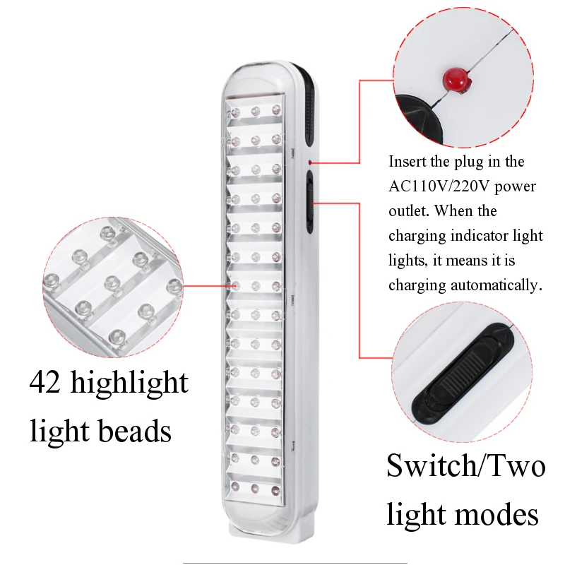 

Portable Emergency 42 LED Work Lights Energy-Saving Hanging Outdoor Camping Lamp AC110-220V