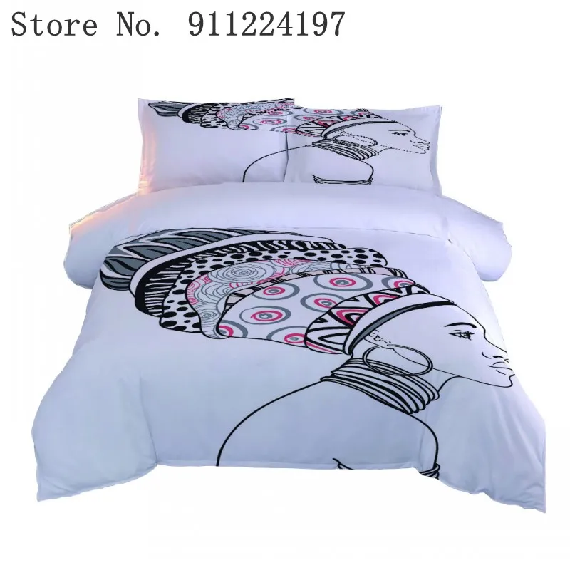 

African Woman Duvet Cover Solid Color Bedding Set Adults 3pcs Quilt Cover Single Double 229*229/240*220 High Quality Bedspread