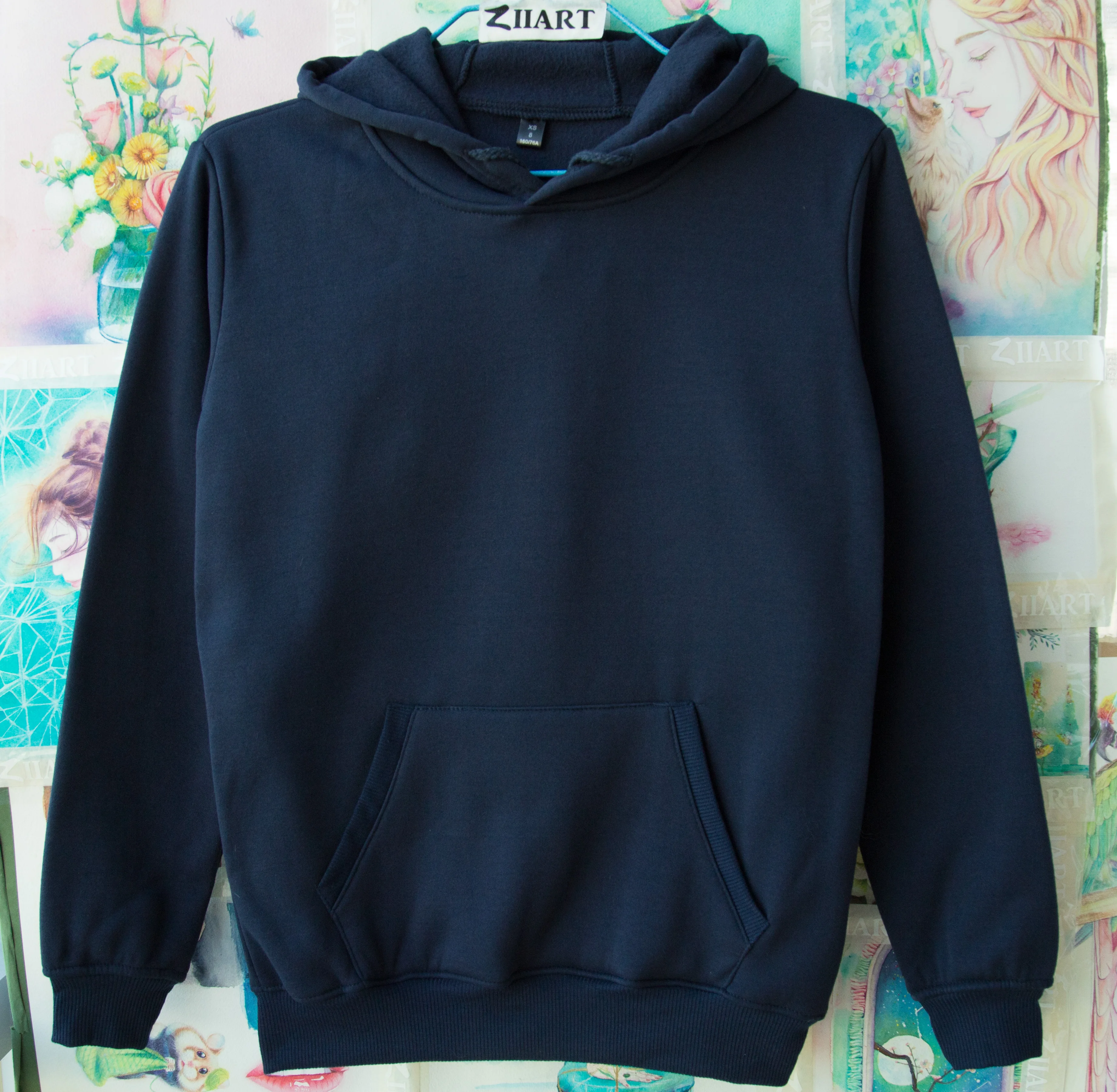 Woman Girls fleece Hoodies Size XXS-4XL Solid Color Black Navy Blue Gray Pink Red White couple clothes ZIIART | Женская одежда