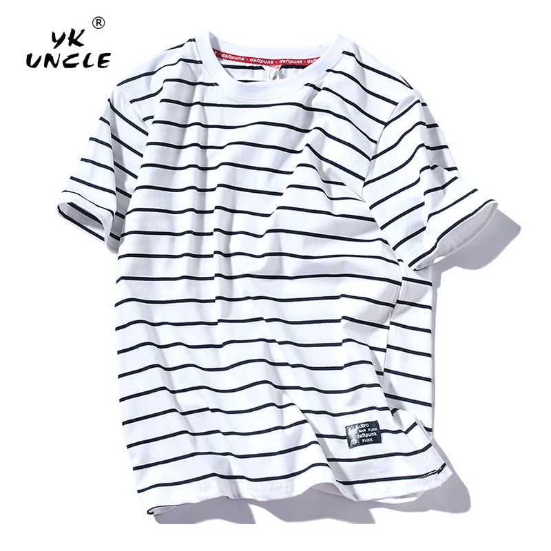 

YK UNCLE 2021 Summer O neck Short sleeve Men T Shirt Cotton Stripe Fashion Casual Oversize T-shirts Casual For Male Tee Tops