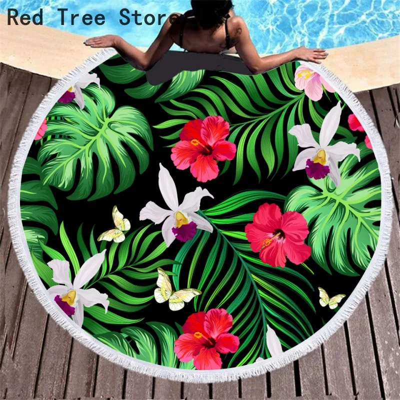 Круглое пляжное полотенце из микрофибры Tessellate Mandala женское летнее дорожное