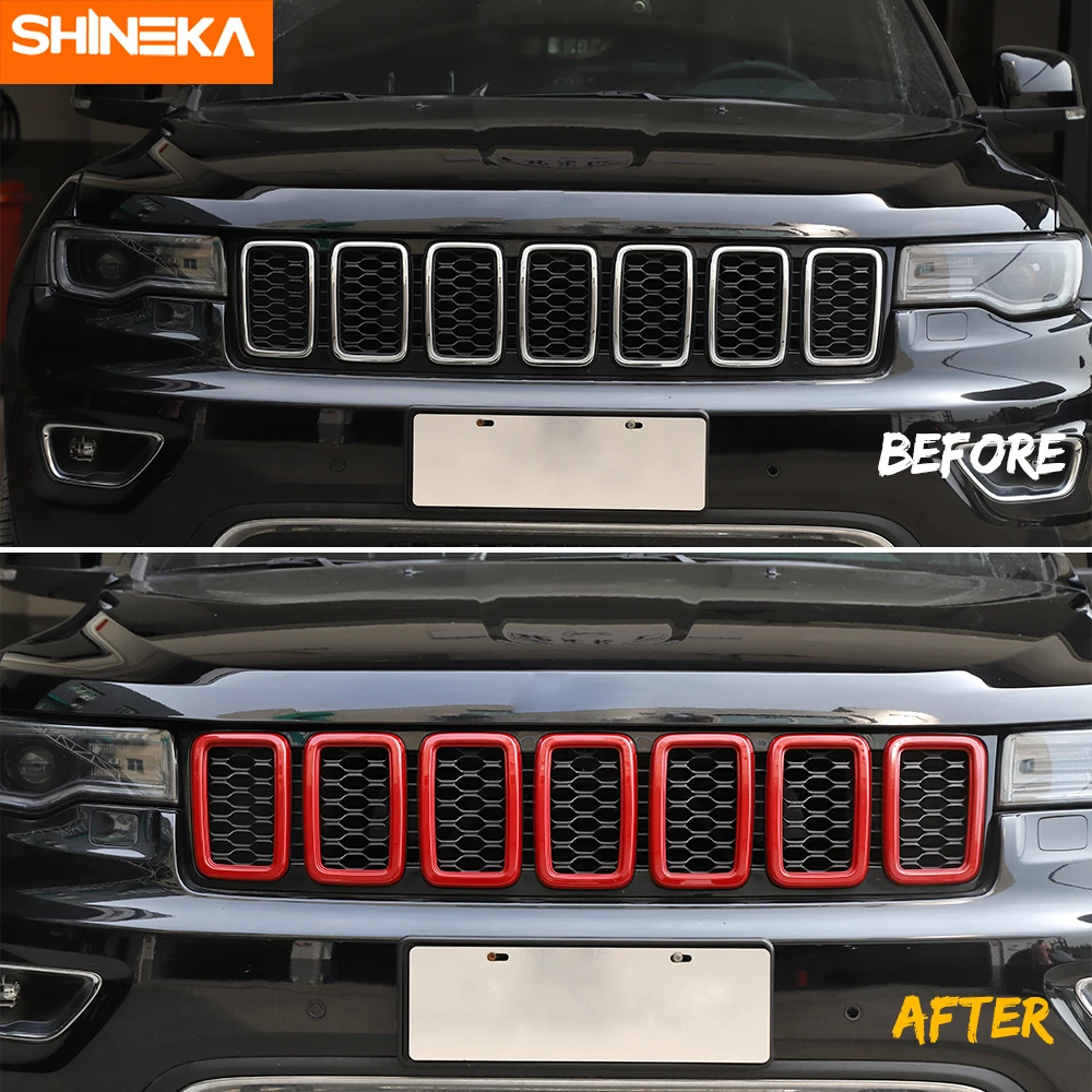 SHINEKA Автомобильная наклейка для Jeep Grand Cherokee-+ передняя решетка декоративная крышка оригинальные модели для Grand Cherokee