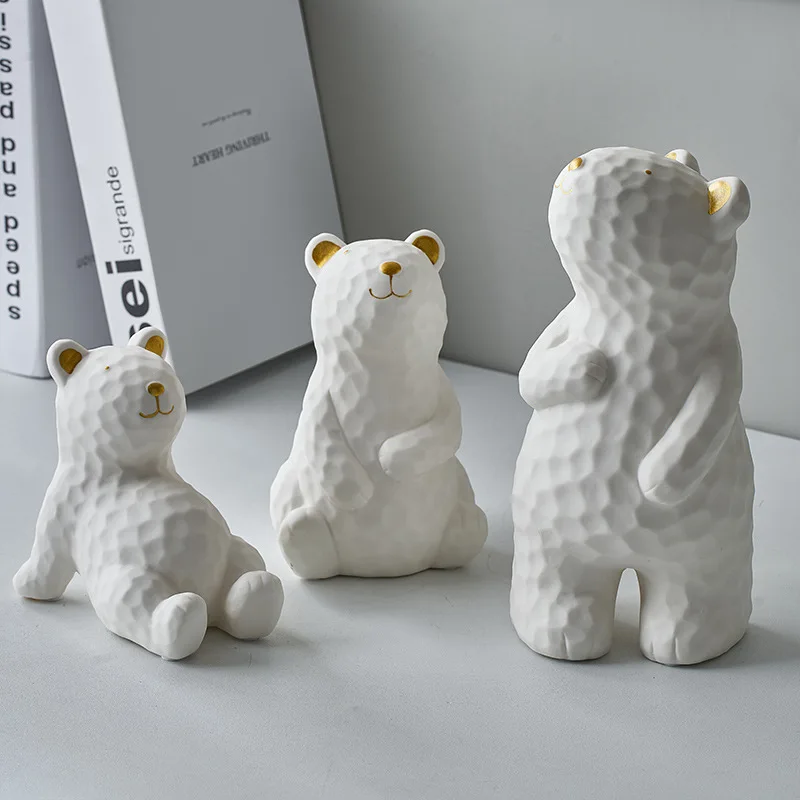 Скандинавский светлый роскошный сидячий стоячий медведь скульптурные украшения