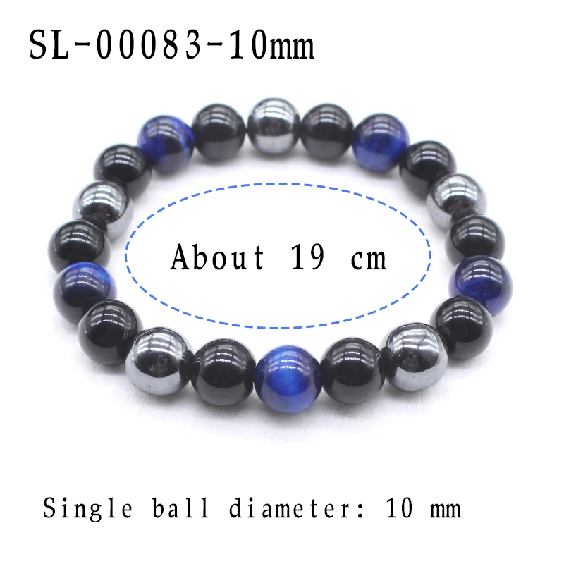SL-00083-10mm Натуральный черный обсидиан гематит тигровый глаз бусины браслеты для мужчин для магнитной защиты здоровья женщин ювелирные изделия Pulsera Hombre - Окраска металла: SL-00083-10mm