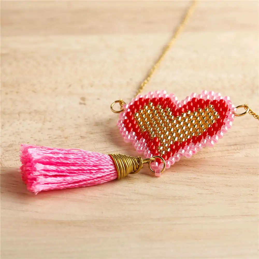 

Go2boho MIYUKI Heart Necklaces Women Pink Collares De Moda 2020 Bohemian Necklace Choker Gold Chain Jewelry miyuki Joyeria