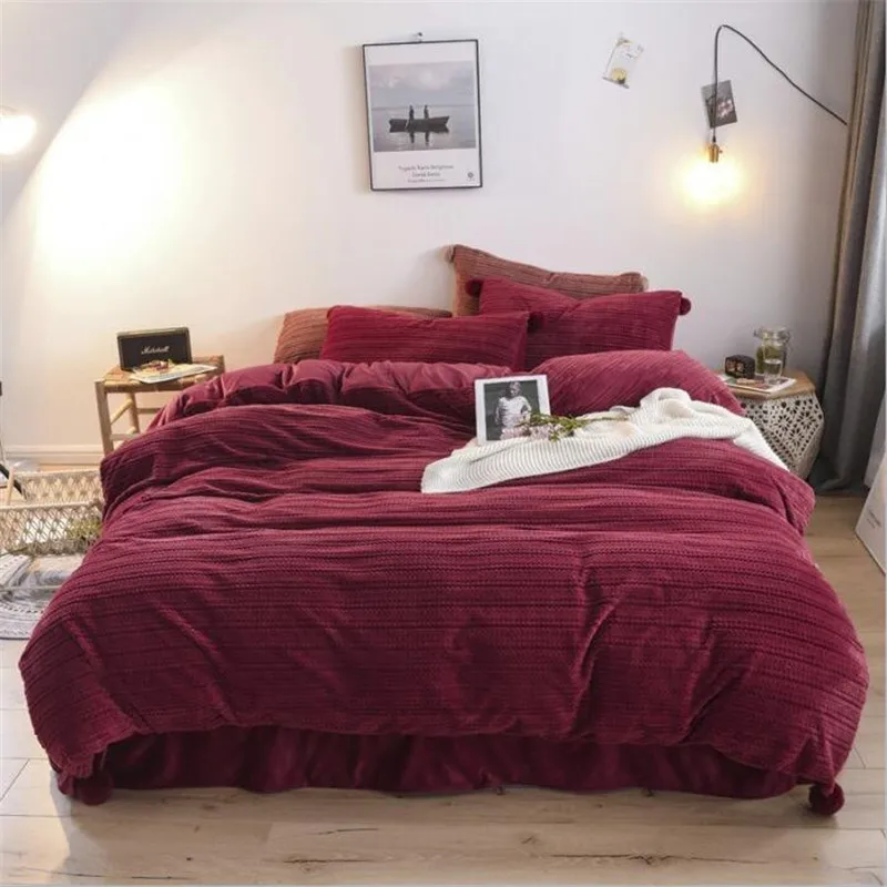 Набор бархатного постельного белья AB Side зимняя теплая флисовая простыня