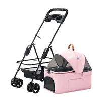 pet stroller luxury cart stroller for dogs breathable travel cat carrier folding large stroller four wheeled separation