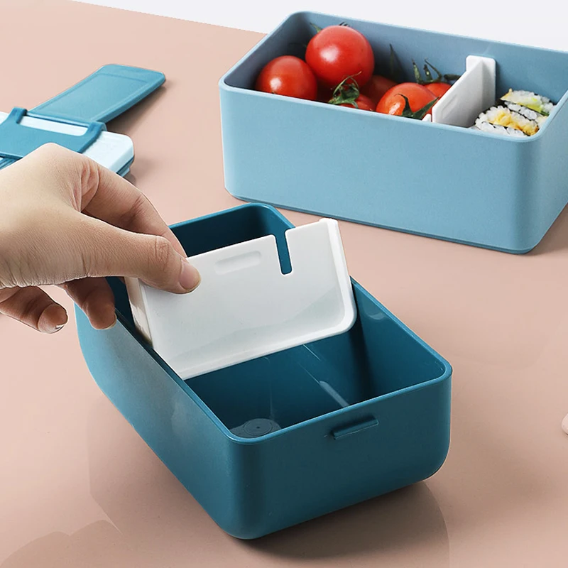 

Пластиковый двухслойный Портативный Ланч-бокс для школьников и офисных работников