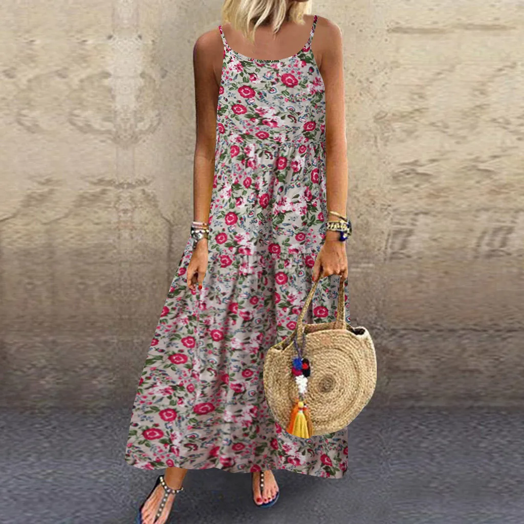 Женское богемное платье размера плюс свободное хлопковое и льняное без рукавов в