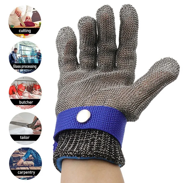 

Steel Wire Gloves Grade 5 Metal Wear-Resistant Cut-Resistant Metal Gloves PE Steel Ring Iron Gloves Wearing Left Right Mountain