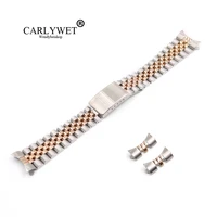 carlywet 13 17 19 20 22mm sliver hollow curved end solid screw links replacement watch band old style jubilee dayjust for rolex
