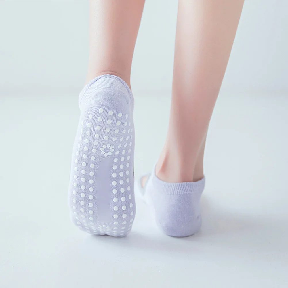 

2 pairs Women Yoga Socks Anti-Slip Breathable Fitness Sport Cotton Ballet Backless Sock Soft Comfortable-B5