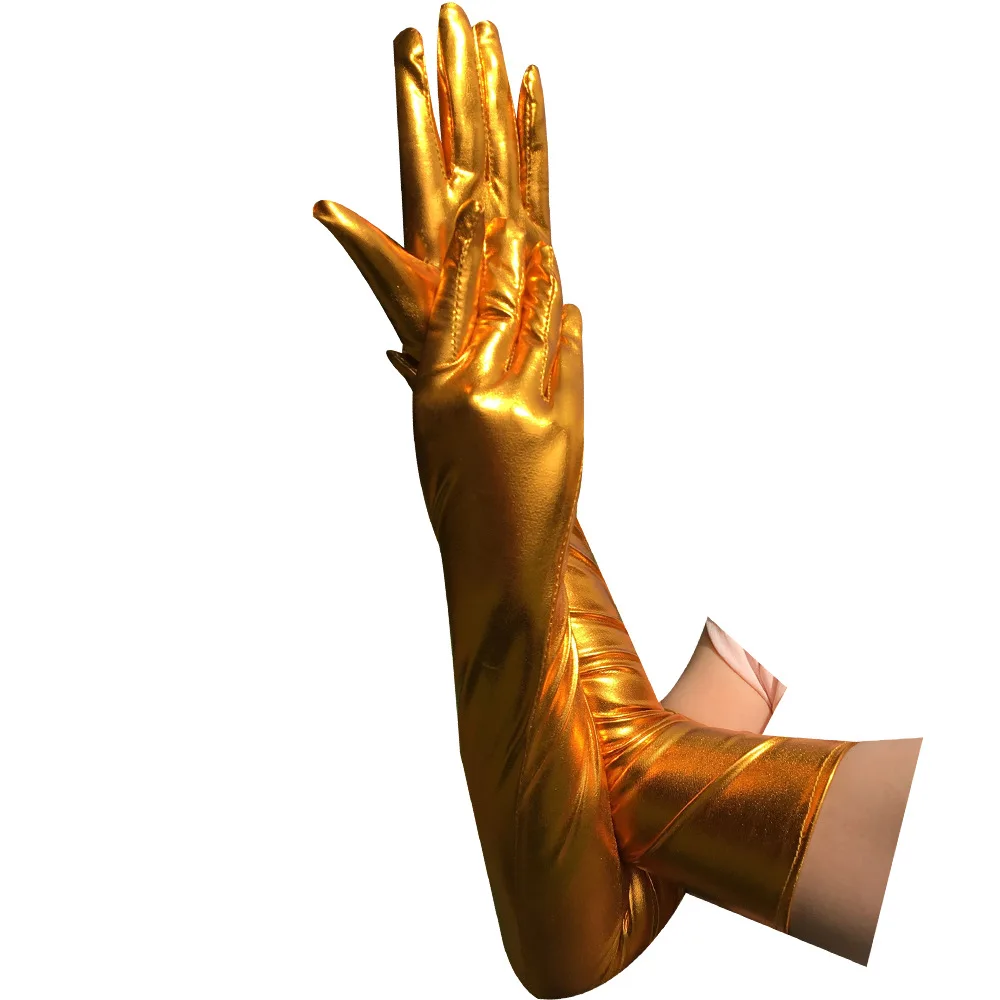 Женские сексуальные фетиш мокрые длинные перчатки металлическая Опера длина