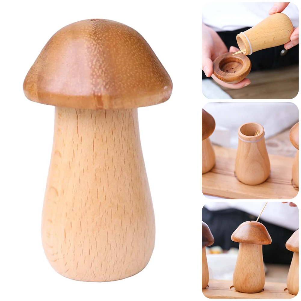 

Mushroom Shape Toothpick Box Wheat Straw Toothpick Holder Container Portable Pop-up Toothpick Dispenser Box Kitchen Organizer