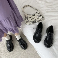 british small leather shoes womens platform heels sexy autumn 2021 new retro thick soled lace up shoes