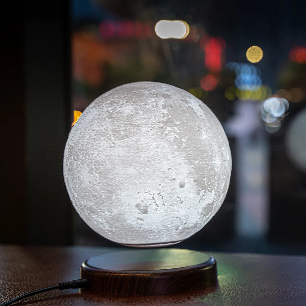 저렴한 새로운 LED 야간 램프 공중에 뜨는 창의적인 3D 터치 자기 부상 달 램프 야간 조명 회전 LED 달 떠 다니는 빛