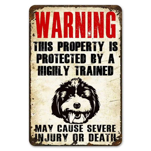 

Warning This Property Is Protect By Havanese-2 Dog Tin Sign Vintage Farm Decor Art Pet Lover Tin Metal Sign