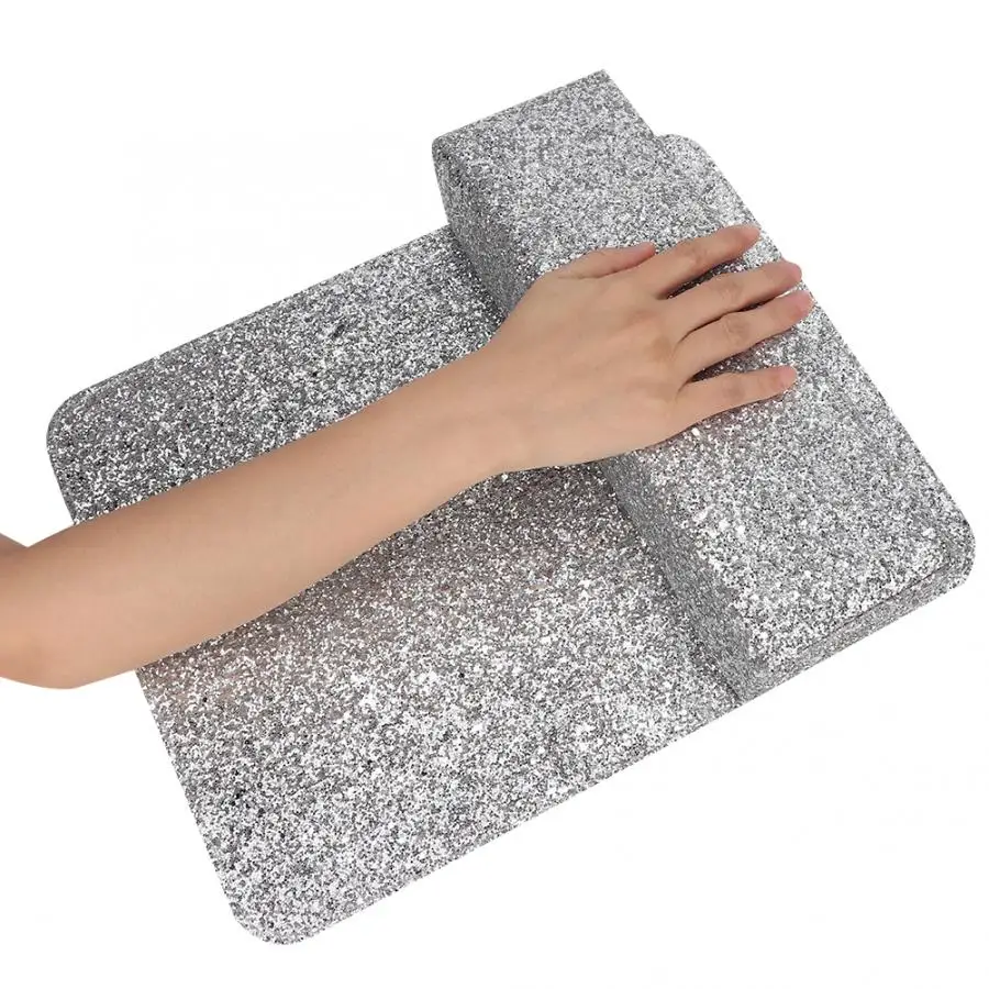 Silver Pillow Дизайн ногтей блестящие пайетки дизайн ногтей Настольный коврик подушка держатель для рук опора для рук Маникюрный Инструмент Дизайн ногтей - Цвет: Silver Pillow