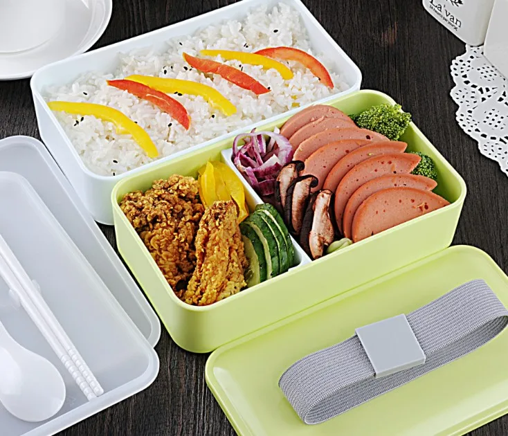 

3 Colors 1000ml Double Layer Lunch Box Food Storage Container Microwave Oven Bento Boxes Dinnerware Lunchbox BPA Free