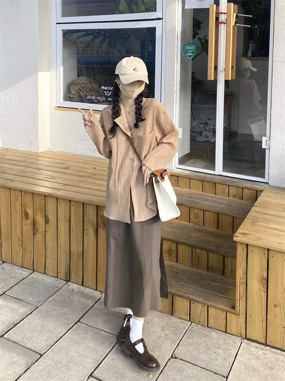 Женская рубашка-поло с длинным рукавом и высокой талией |