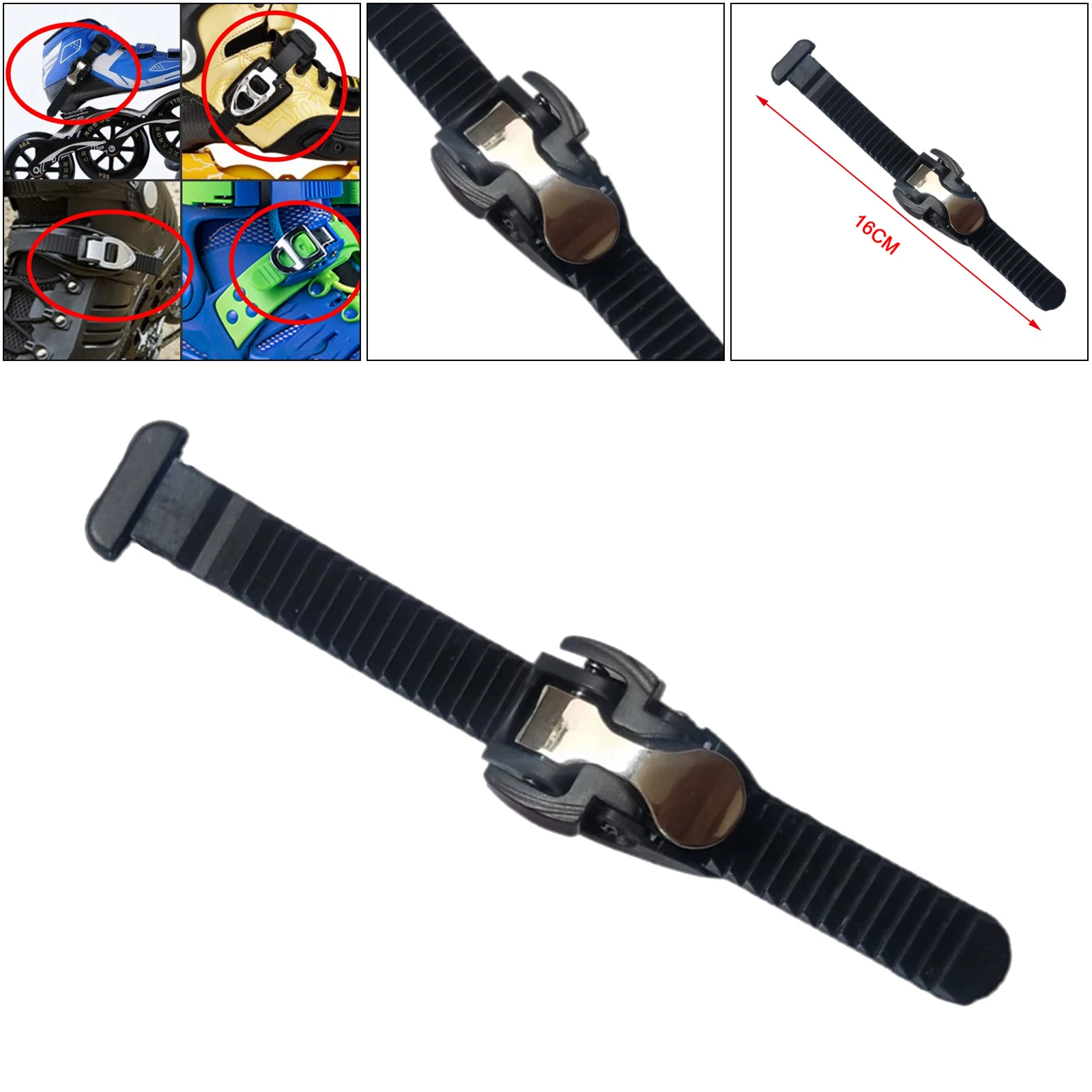 

Sturdy Inline Roller Skating Skate Shoes Energy Strap with Buckle Black Scooter Parts Accessory