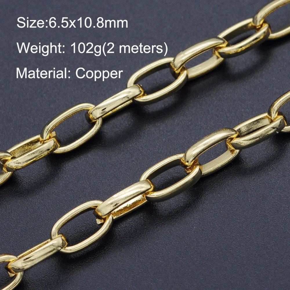 

2 Meters/lot 7x11mm Gold Plated DIY Jewelry Link Chain Wholesale Bracelet Making Chains Bulk Chain