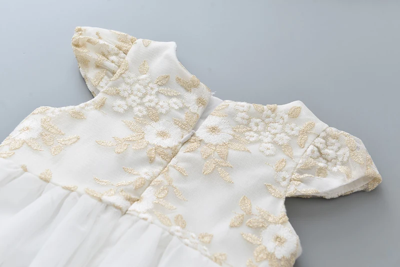 Платья для девочек детская одежда милый сетчатый жилет с цветочной вышивкой