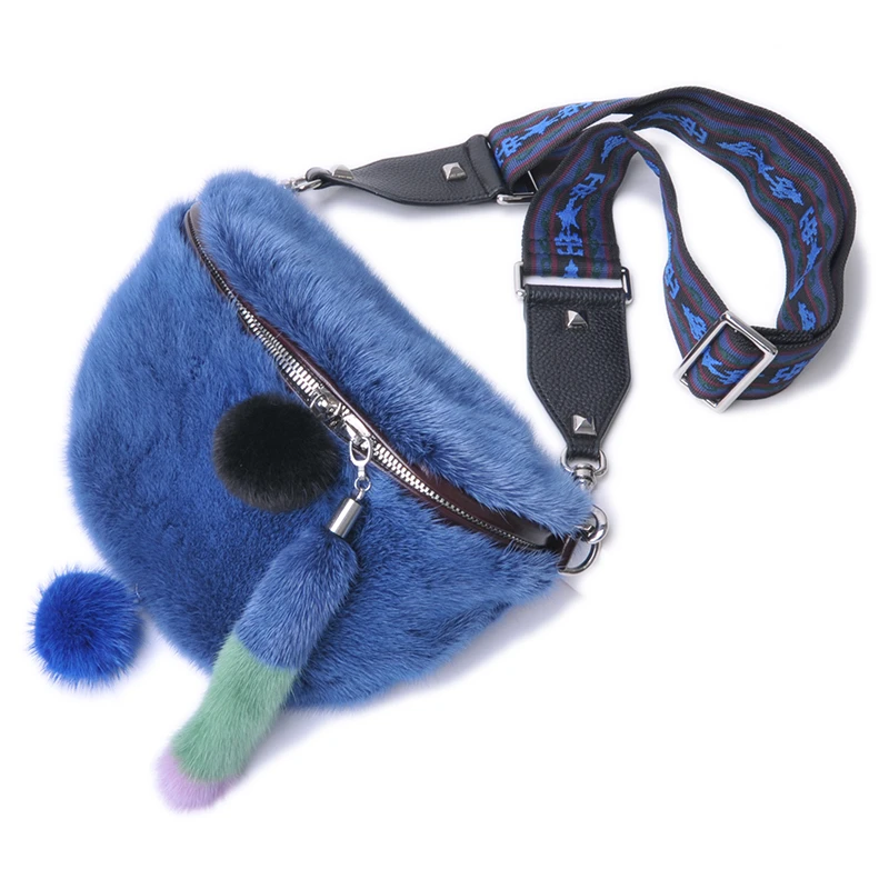 2020 Женская поясная сумка из натурального меха норки пушистая теплая прогулочная