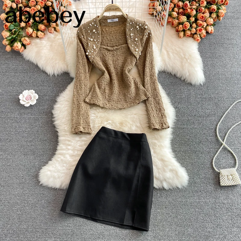 Новинка Осень-зима 2021 модный топ с квадратным воротником и длинным рукавом