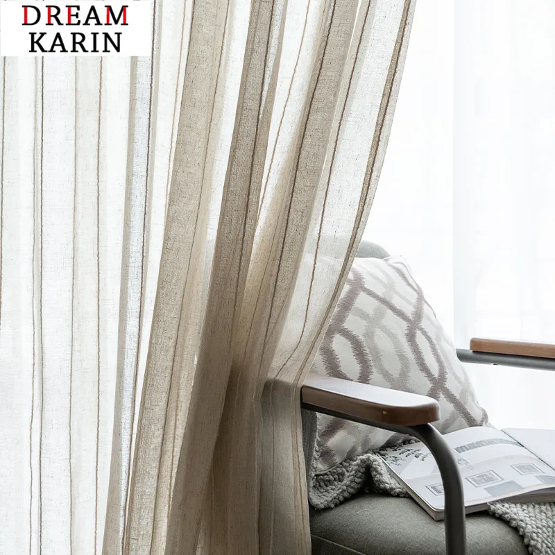 Тюлевые шторы для гостиной спальни однотонные хлопковые льняные прозрачные