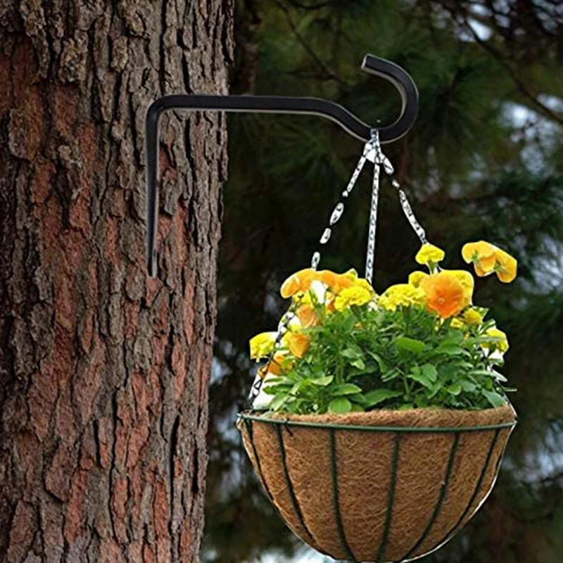 

2 Pack Wall Hanging Basket Bracket Wall Hanging Hooks Plant Basket Holder Hanger Hooks for Garden Lawn Flower Pots