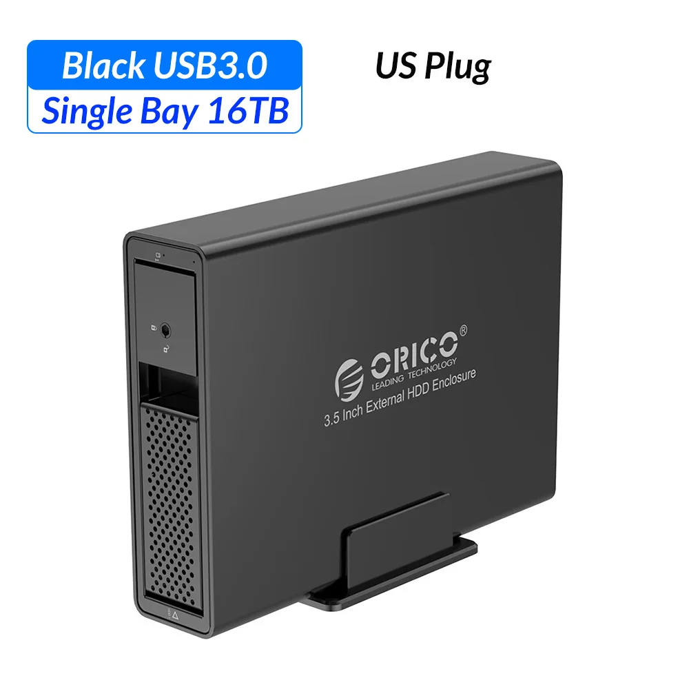 ORICO 3,5 дюйма 1 отсек HDD корпус алюминиевый USB3.0 для SATA 16 ТБ HDD док-станция с 24 Вт внешний источник питания - Цвет: US Plug
