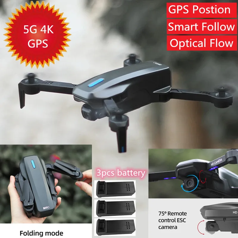 

GPS Postion Drone with 4K wide angle HD Camera 5G Wifi FPV Smart Follow Optical Flow Hover Drone RC Quadcopter Gift VS E525 E88