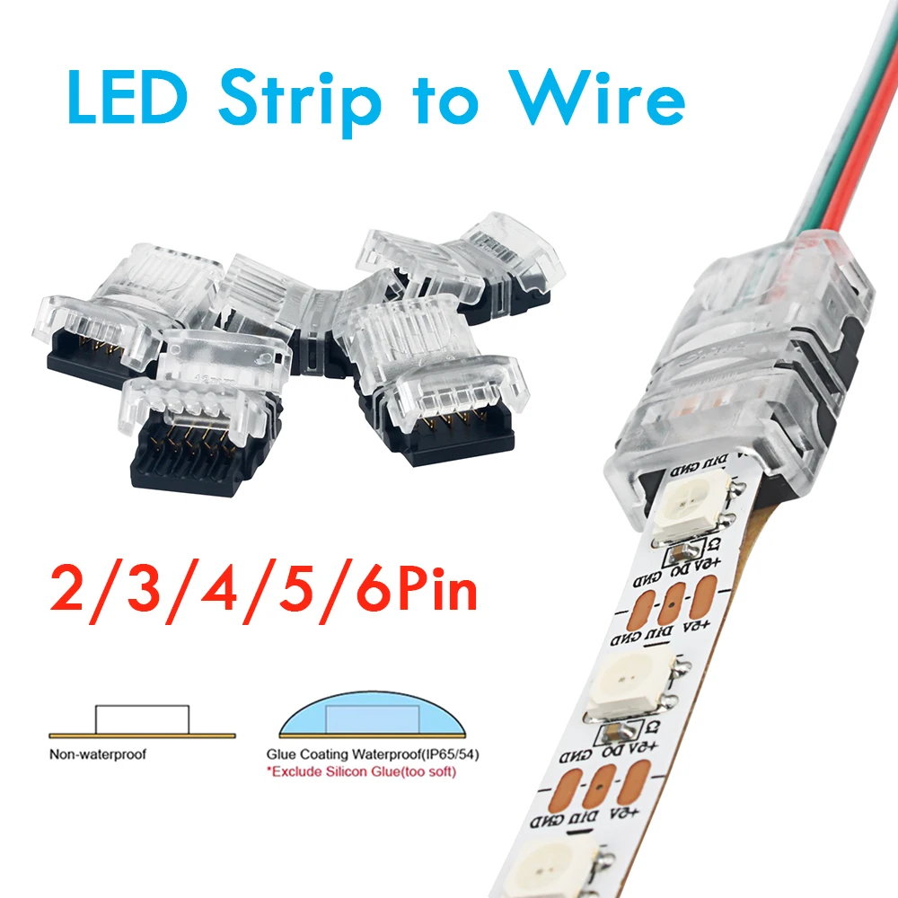 

5/10/20pcs 2pin 3pin 4pin 5pin 6pin LED Strip Connector For RGB RGBW RGBWW 3528 5050 Strip Light Wire Connection Terminal Splice