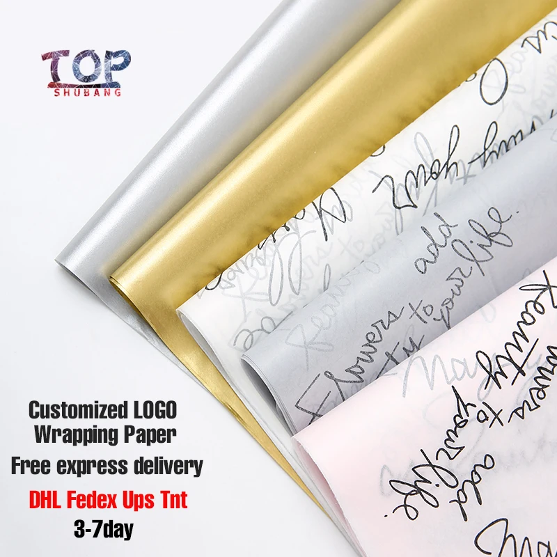 Печатная на заказ бумага для упаковки логотипа папиросная Цветочная оберточная