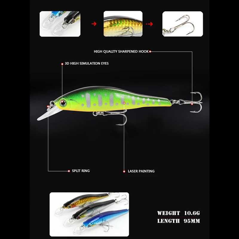 

New Fishing Accessoires 2021 Minnow Lure Weights10.6g Pesca Saltwater Floating Lures For Pike Fish Tackle Simulation Fake Baits