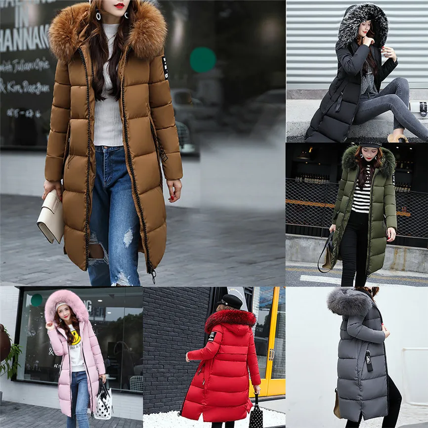 Женский плотный пуховик средней длины повседневный приталенный хлопковый