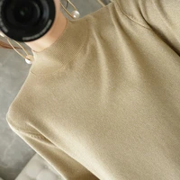 2021 fall winter new pile collar womens turtleneck sweater long sleeves all match tops bright yarn inner knit bottoming shirt