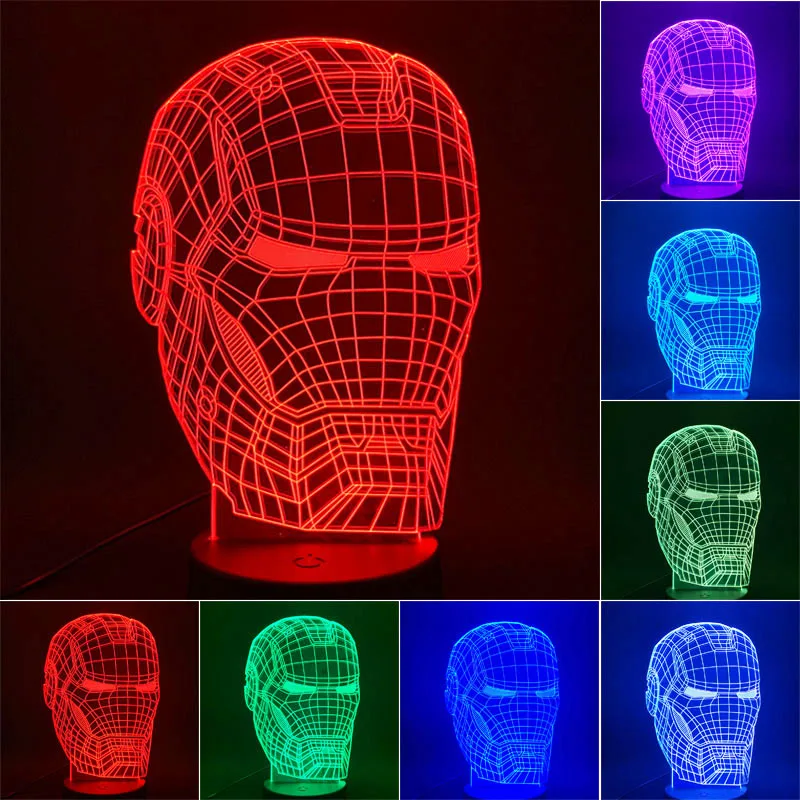 Фигурка героя мультфильма мстители Дисней 3d-светодиодный яркая лампа