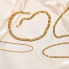 Женская Цепь Vnox, кубинская панцирная цепь Майами, плоская цепь в елочку, ожерелье из нержавеющей стали с цепочкой, цепочка с золотым оттенком